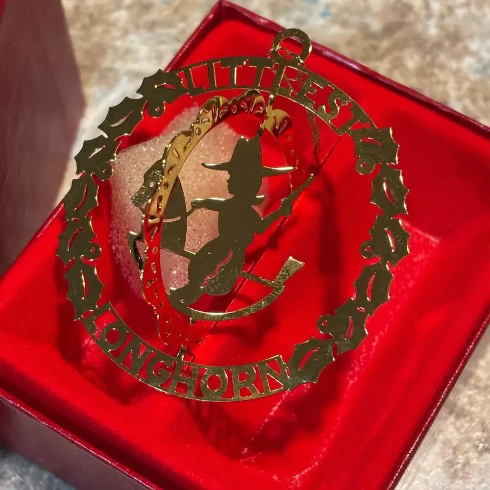 Camerlane Littlest Longhorn Western 24K Gold Finish Christmas Ornament New